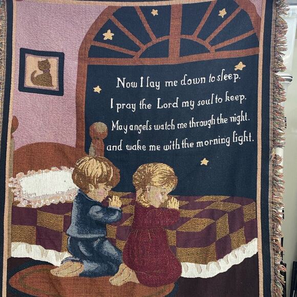 Children’s Prayer Now I Lay Me Down To Sleep Throw Tapestry Blanket 46"x38” - Picture 1 of 4